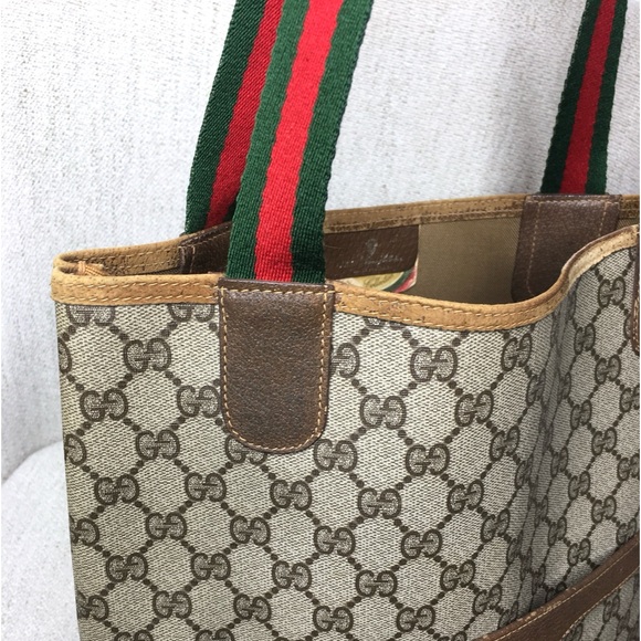 Gucci authentic brown monogram coated canvas tote bag - Picture 4 of 16